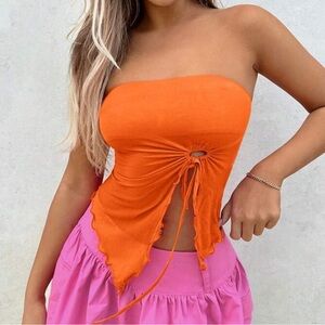 Vibrant Orange Asymmetrical Skirt